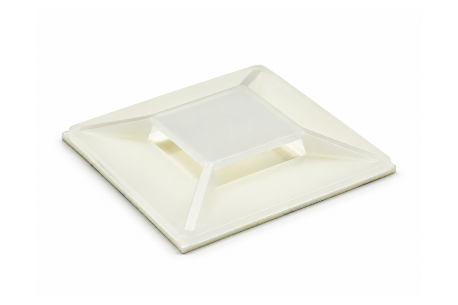 Basetta adesiva bidirezionale 50 x 50 mm in PA 6.6 naturale per fascette fino a 19 mm, codice 1150